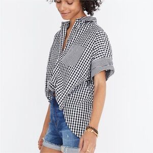Madewell gingham oversized dolman top size M